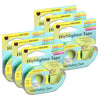 Removable Highlighter Tape, Fluorescent Green, Pack of 6