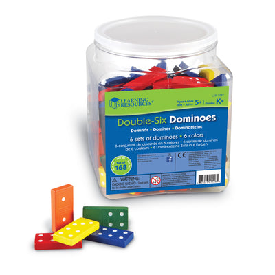 Double-Six Colored Dominoes in a Bucket, Set of 168