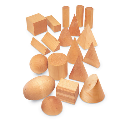 Wooden Geometric Solids, Set of 19
