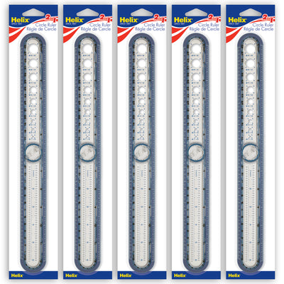 2-in-1 Circle Ruler Measuring & Compass Tool 12" - 30cm, Pack of 5
