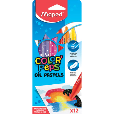 Color'Peps Triangular Oil Pastels, 12 Per Pack, 6 Packs