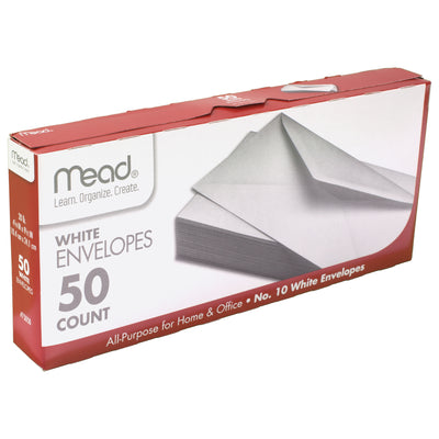 Boxed Envelopes, White, 4.13" x 9.5", 50 Per Box, 12 Boxes