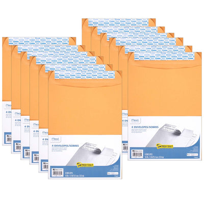 Press-It Seal-It® Envelopes, 10" x 13", 4 Per Box, 12 Boxes