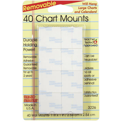 Chart Mounts, 1" x 1", 40 Per Pack, 6 Packs