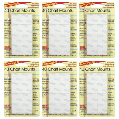 Chart Mounts, 1" x 1", 40 Per Pack, 6 Packs