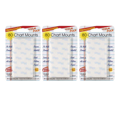 Removable Chart Tabs, 1" x 1", 80 Per Pack, 3 Packs