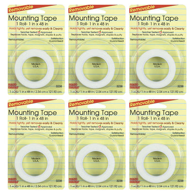 Removable Magic Mounting Tape, 1" x 48", 6 Rolls