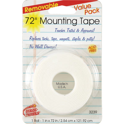 Removable Mounting Tape, 1" x 72", 6 Rolls