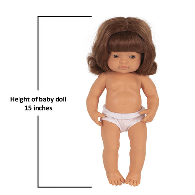 Anatomically Correct 15" Baby Doll, Caucasian Girl, Red Hair