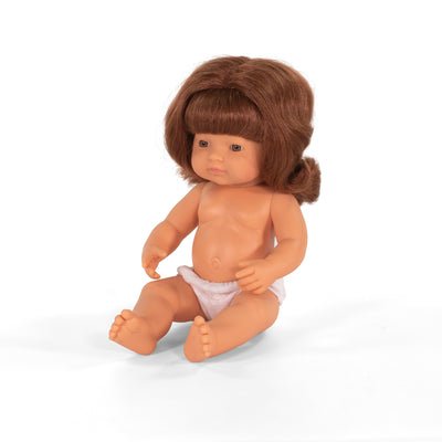 Anatomically Correct 15" Baby Doll, Caucasian Girl, Red Hair