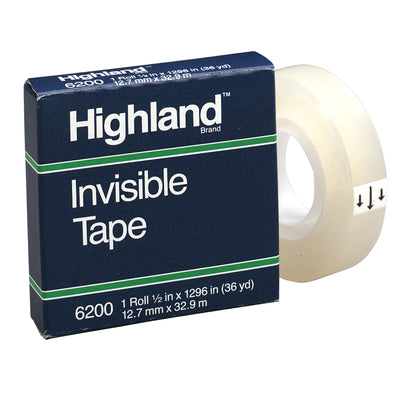 Invisible Tape, 1-2" x 1296", 12 Rolls