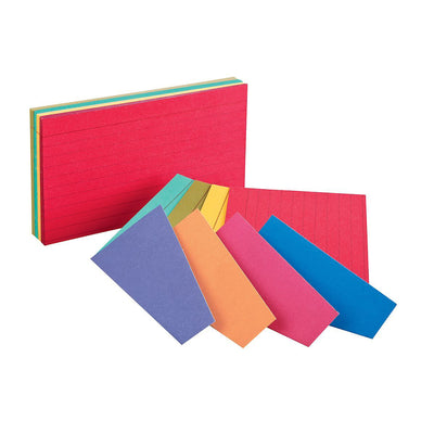 Two-Tone Index Cards, 3" x 5", Assorted Colors, 100 Per Pack, 10 Packs