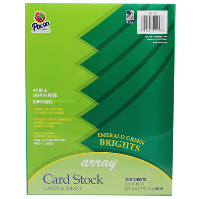 Card Stock, Emerald Green, 8-1-2" x 11", 100 Sheets