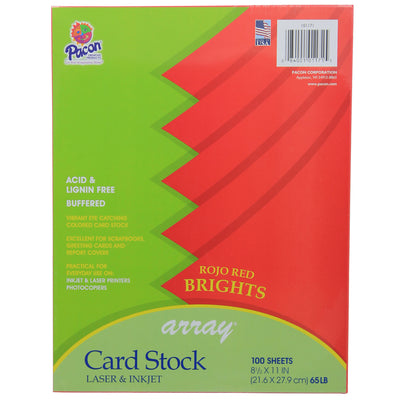 Card Stock, Rojo Red, 8-1-2" x 11", 100 Sheets