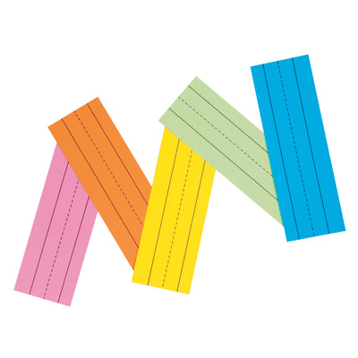 Super Bright Flash Cards, 5 Assorted Colors, 1.5" x 0.75" Ruled 3" x 9", 100 Cards Per Pack, 3 Packs