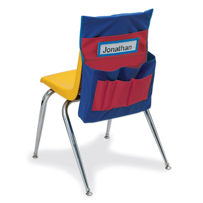 Chair Storage Pocket Chart, Blue & Red, 18-1-2"H x 14-1-2"W x 2-1-2"D, Pack of 2