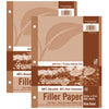 Recycled Filler Paper, White, 3-Hole Punched, 3-8" Ruled w- Margin 8-1-2" x 11", 500 Sheets Per Pack, 2 Packs