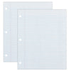 Recycled Filler Paper, White, 3-Hole Punched, 9-32" Ruled w- Margin 8-1-2" x 11", 500 Sheets Per Pack, 2 Packs