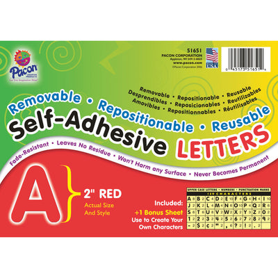 Self-Adhesive Letters, Red, Puffy Font, 2", 159 Characters Per Pack, 2 Packs