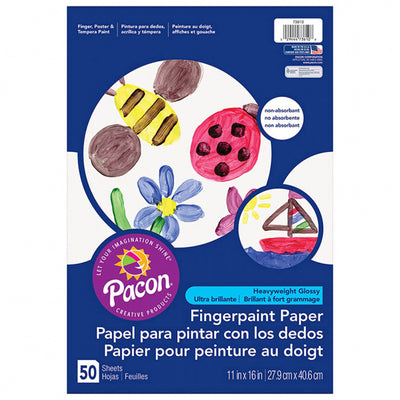 Fingerpaint Paper, White, 11" x 16", 50 Sheets Per Pack, 6 Packs