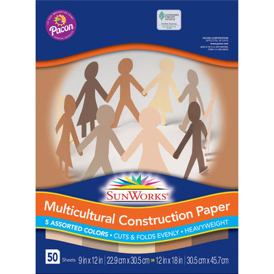 Shades of Me Construction Paper, 5 Assorted Skin Tone Colors, 9" x 12", 50 Sheets Per Pack, 5 Packs