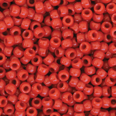 Pony Beads, Red, 6 mm x 9 mm, 1000 Per Pack, 3 Packs