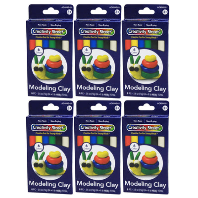 Extruded Modeling Clay, 6 Assorted Colors, 6 Sticks-1 lb. Per Pack, 6 Packs