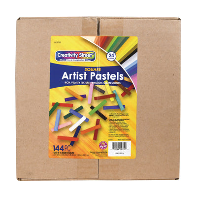 Square Artist Pastels, 24 Assorted Colors, 6 Each, 2-3-8" x 3-8" x 3-8", 144 Pieces