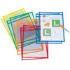 Dry Erase Pockets, 5 Assorted Bright Colors, 10" x 13-1-2", 10 Pockets