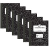 Composition Book, Black Marble, 1 cm Quadrille Ruled 9-3-4" x 7-1-2", 100 Sheets, Pack of 6