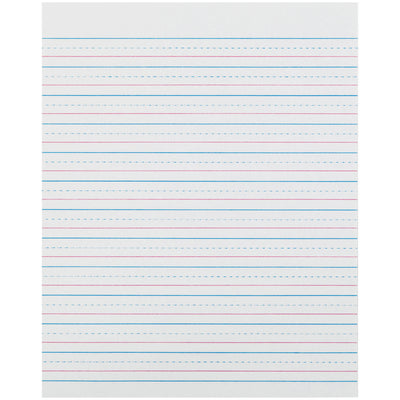 Sulphite Handwriting Paper, Dotted Midline, Grade 2, 1-2" x 1-4" x 1-4" Ruled Short, 8" x 10-1-2", 500 Sheets Per Pack, 2 Packs