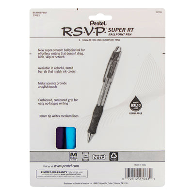 R.S.V.P.® Super RT Retractable Ballpoint Pen, Assorted, Pack of 8