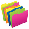 Twisted Glow File Folders, Letter Size, Assorted Colors, 1-3 Cut, Pack of 12