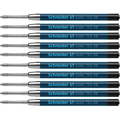Slider 755 XB Ballpoint Pen Refill, Viscoglide Ink, Black, Pack of 10