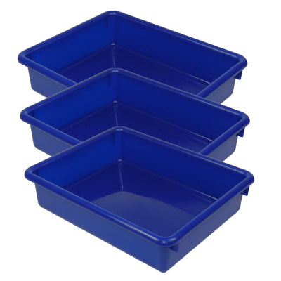Stowaway® 3" Letter Tray no Lid, Blue, Pack of 3