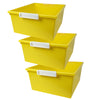 Tattle® Tray with Label Holder, 12 QT, Yellow, Pack of 3
