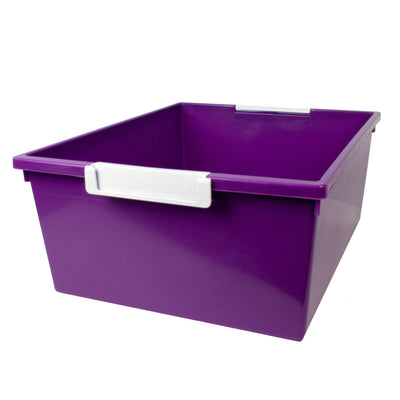 Tattle® Tray with Label Holder, 12 QT, Purple, Pack of 3