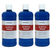 Acrylic Paint 16 oz, Ultra Blue, Pack of 3