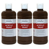 Acrylic Paint 16 oz, Burnt Umber, Pack of 3
