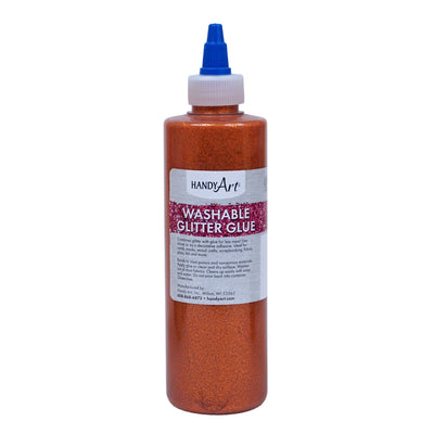 Washable Glitter Glue, 8 oz., Orange, Pack of 6