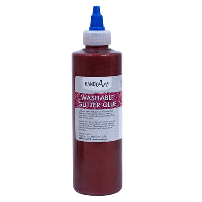 Washable Glitter Glue, 8 oz., Red, Pack of 6