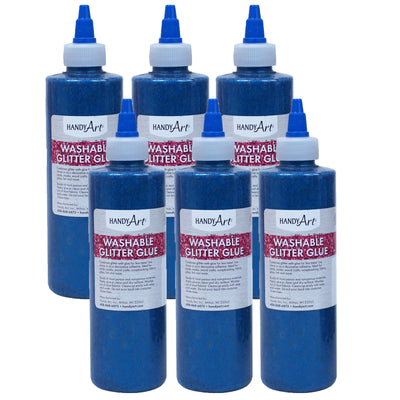 Washable Glitter Glue, 8 oz., Blue, Pack of 6
