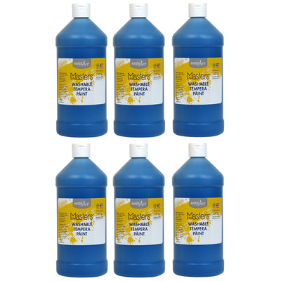 Little Masters® Washable Tempera Paint, Blue, 32 oz., Pack of 6