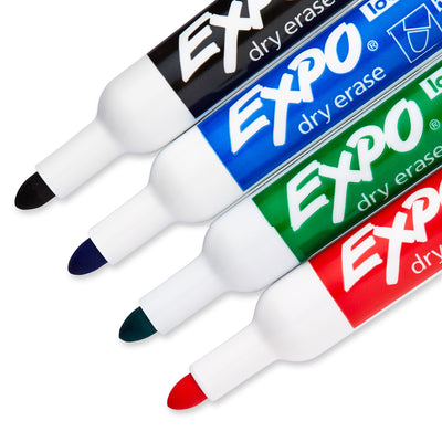 Low Odor Dry Erase Markers, Bullet Tip, Assorted Colors, 4 Per Pack, 3 Packs