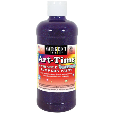 Art-Time® Washable Glitter Tempera, 16 oz., Violet, Pack of 6