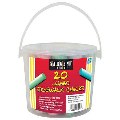Jumbo Sidewalk Chalk Bucket, 20 Pieces Per Pack, 6 Packs