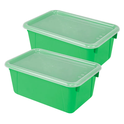 Small Cubby Bin, with Cover, Classroom Green, Pack of 2