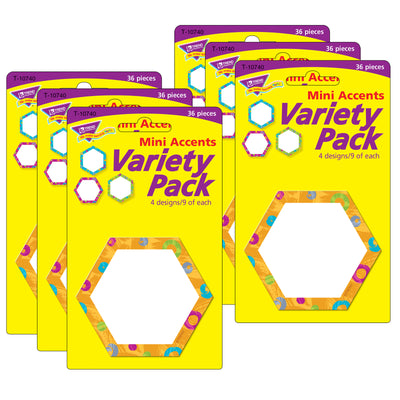 Color Harmony™ Hexa-swirls Mini Accents Variety Pack, 36 Per Pack, 6 Packs