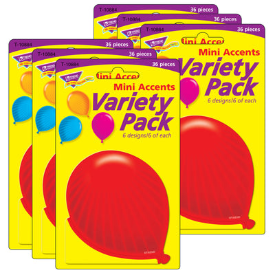 Party Balloons Mini Accents Variety Pack, 36 Per Pack, 6 Packs