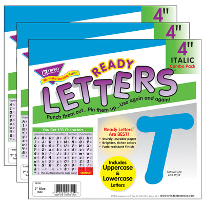 Blue 4" Italic Combo Ready Letters®, 193 Per Pack, 3 Packs